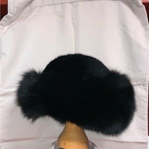 Full skin sheared beaver and fox fur hat